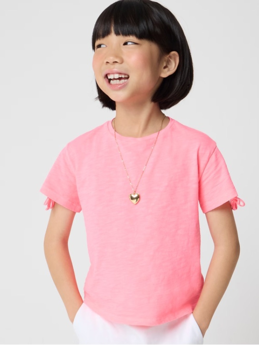 J crew Girls' garment-dyed bow-sleeve tee neon capri